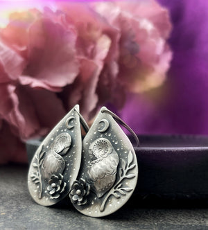 Sleeping Barn Owl Earrings