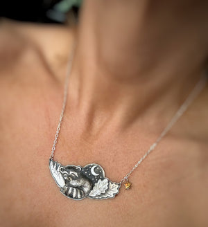 The Sleeping Baby Raccoon Necklace