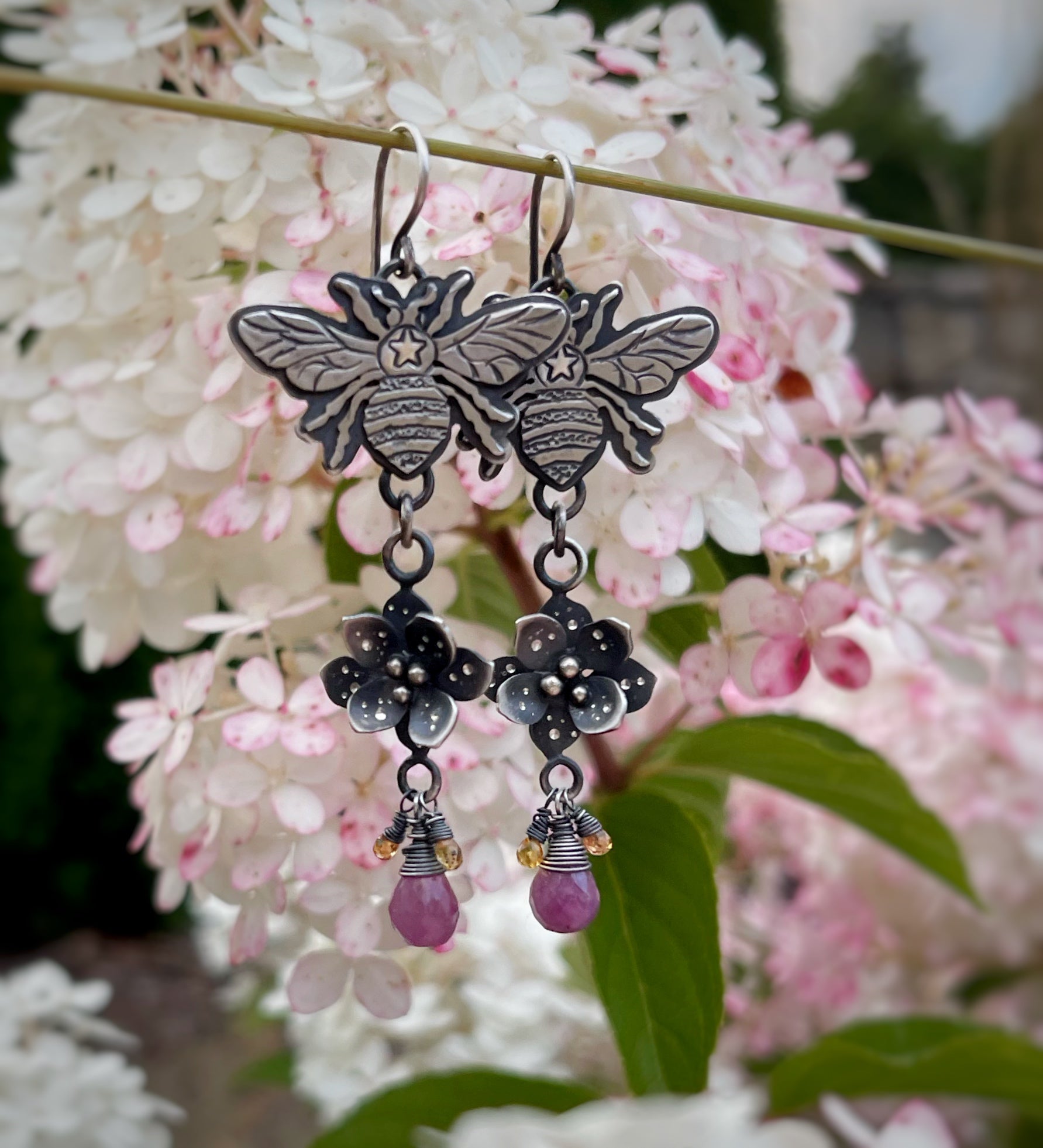 The Bee Earrings with Sapphires