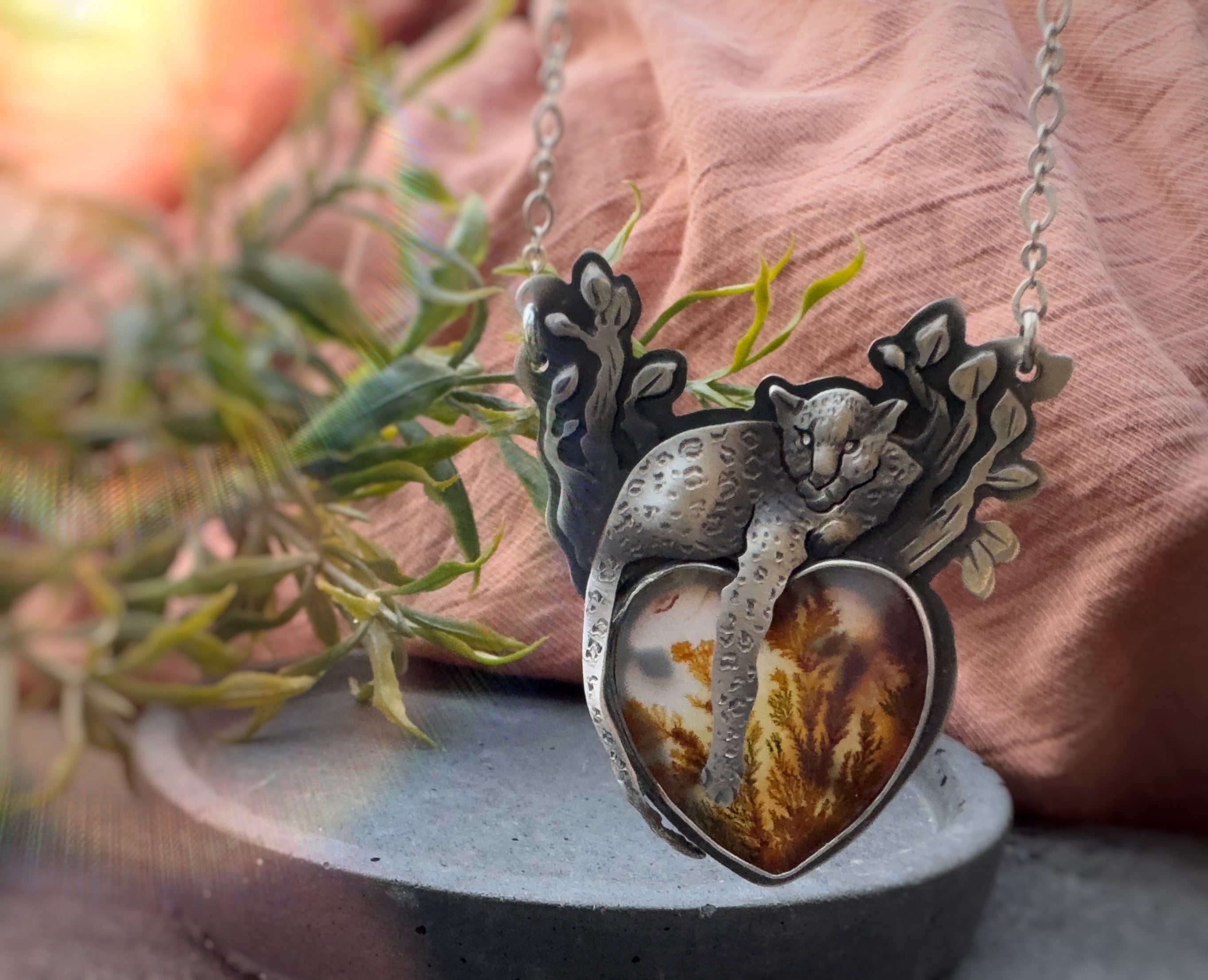 The Lazy Cheetah & Dendritic Agate Heart