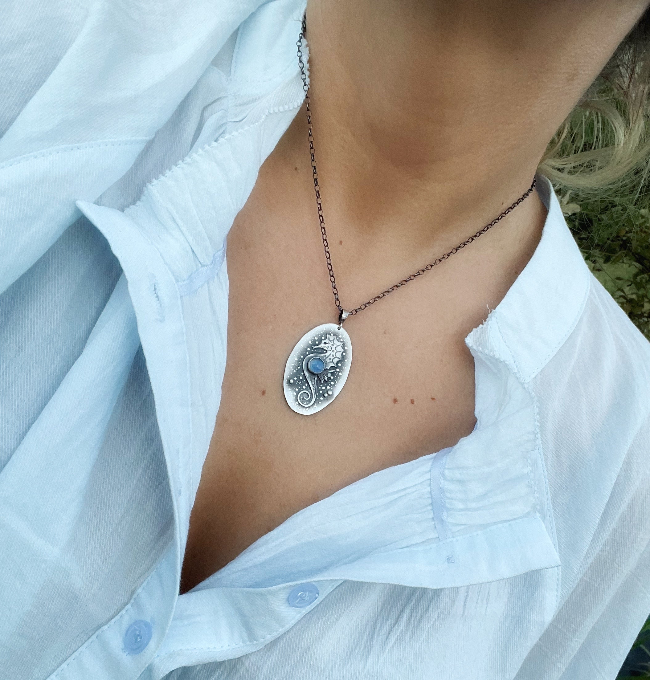 The Seahorse & Chalcedony Necklace