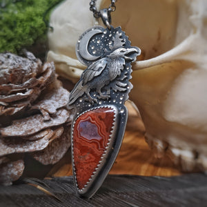 The Winter Raven Necklace with Canyon Tepee Agate