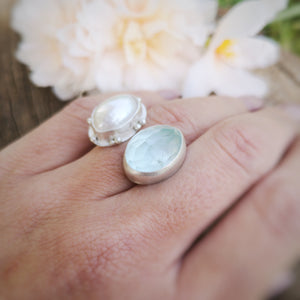 The Lake Ring - Aquamarine & Pearl