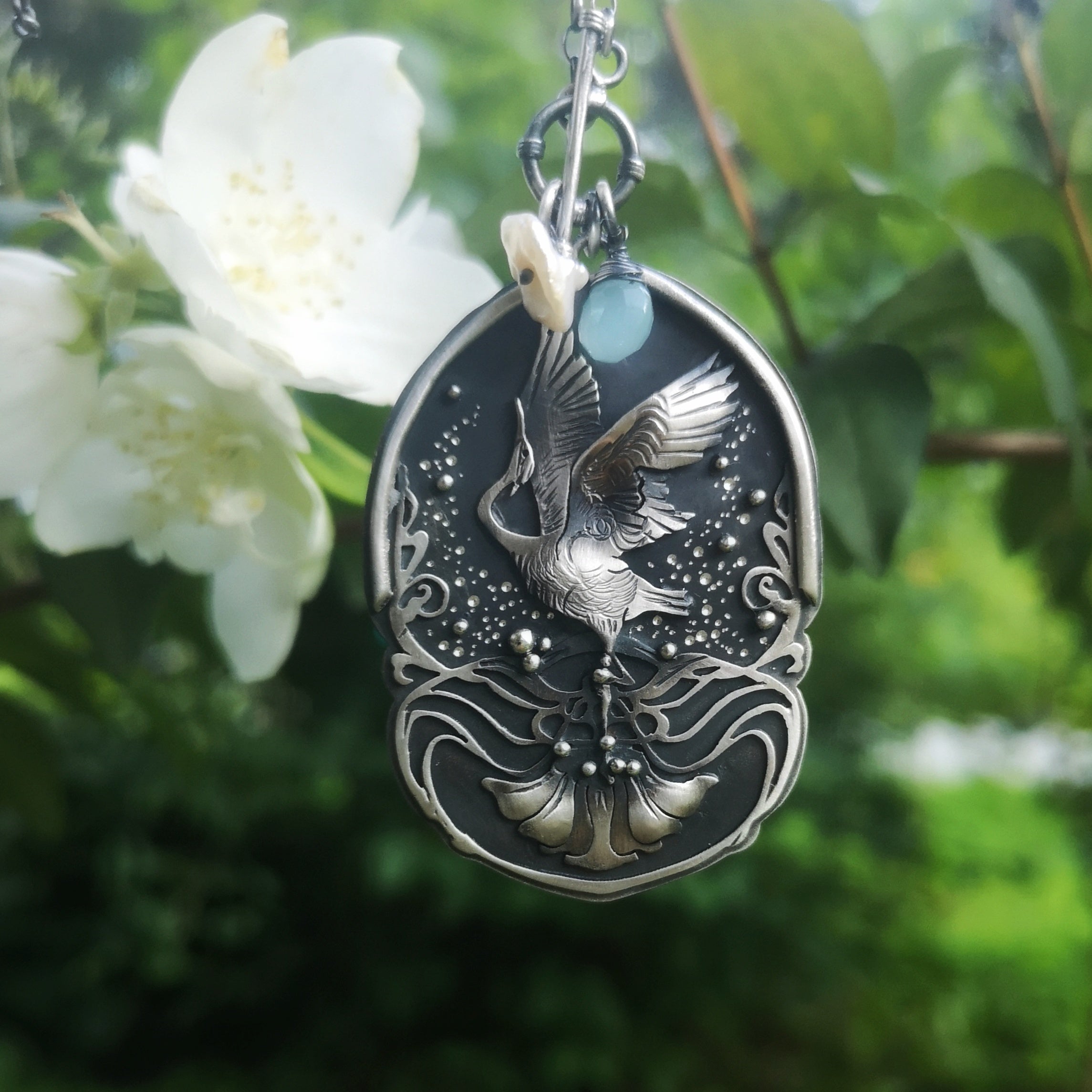 CUSTOM for Lynn - The Tranquil Heron Necklace