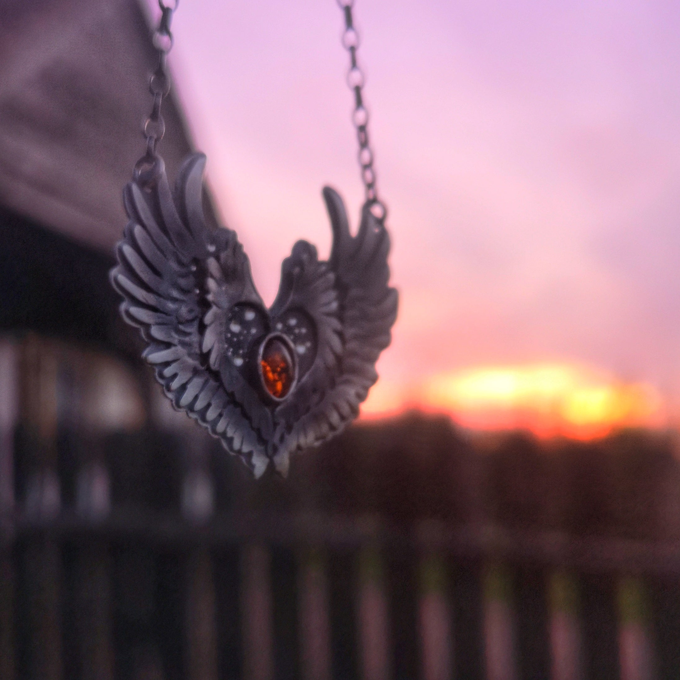 Be Brave - Winged Amber Necklace