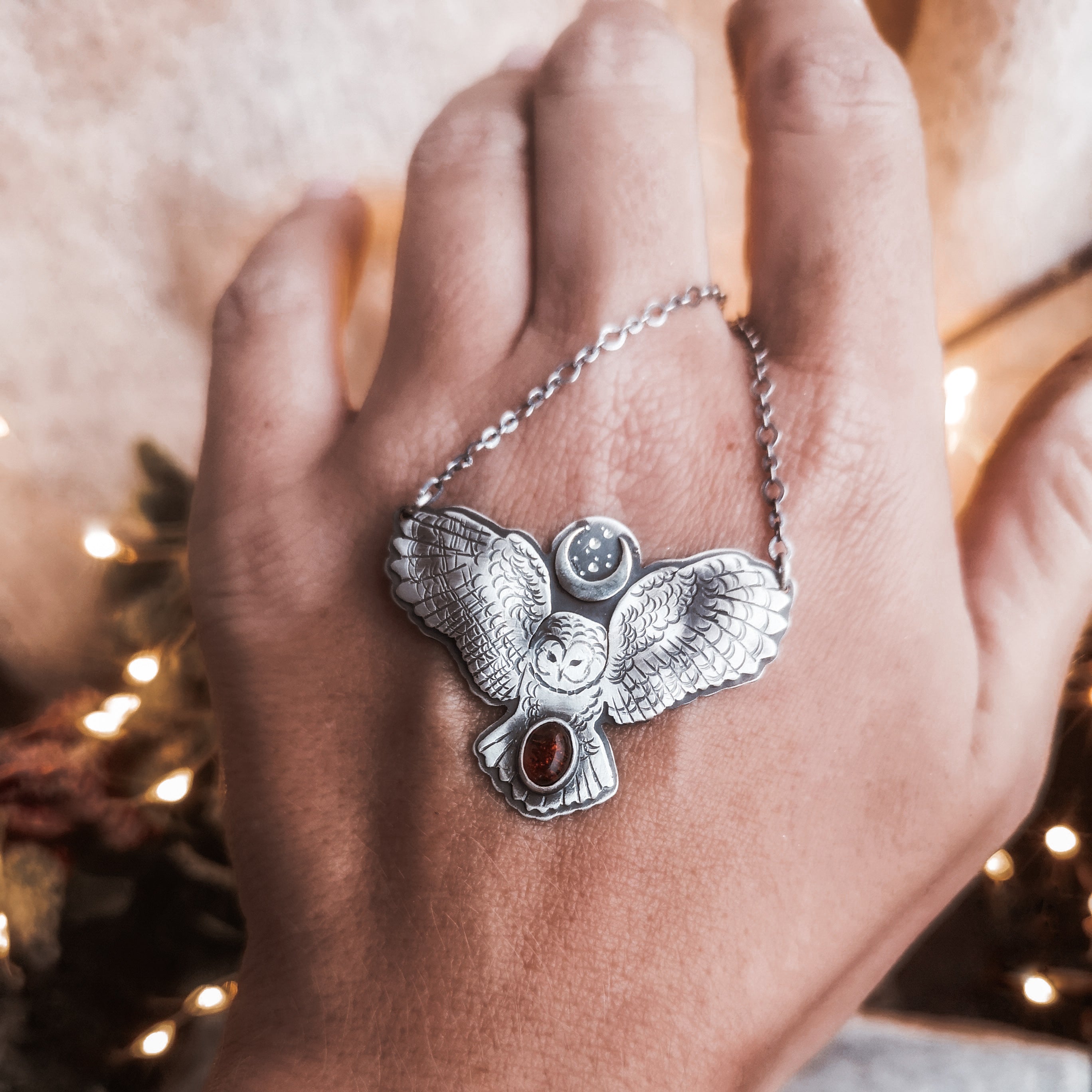 The Barred Owl & Baltic Amber Necklace