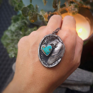 The Barn Owl Necklace - Turquoise Heart