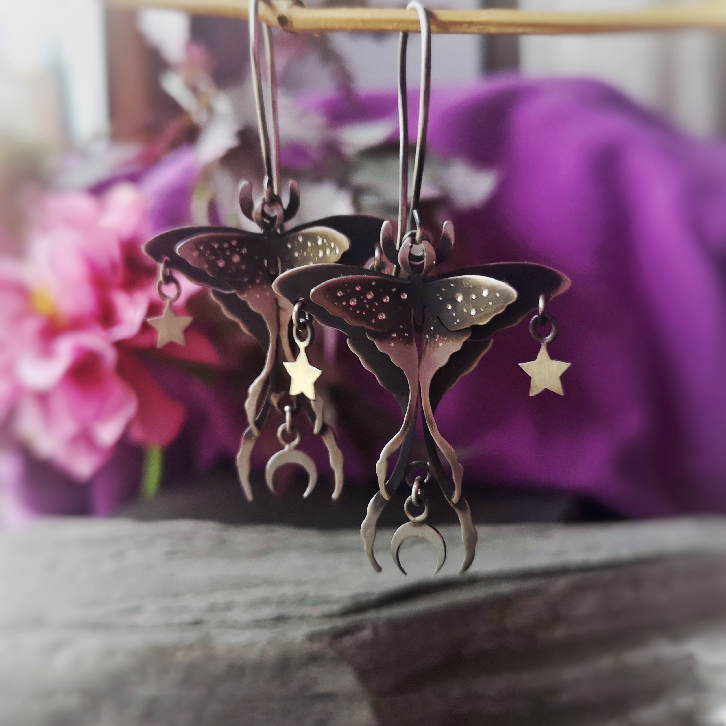 The Luna Moth Chandelier Earrings