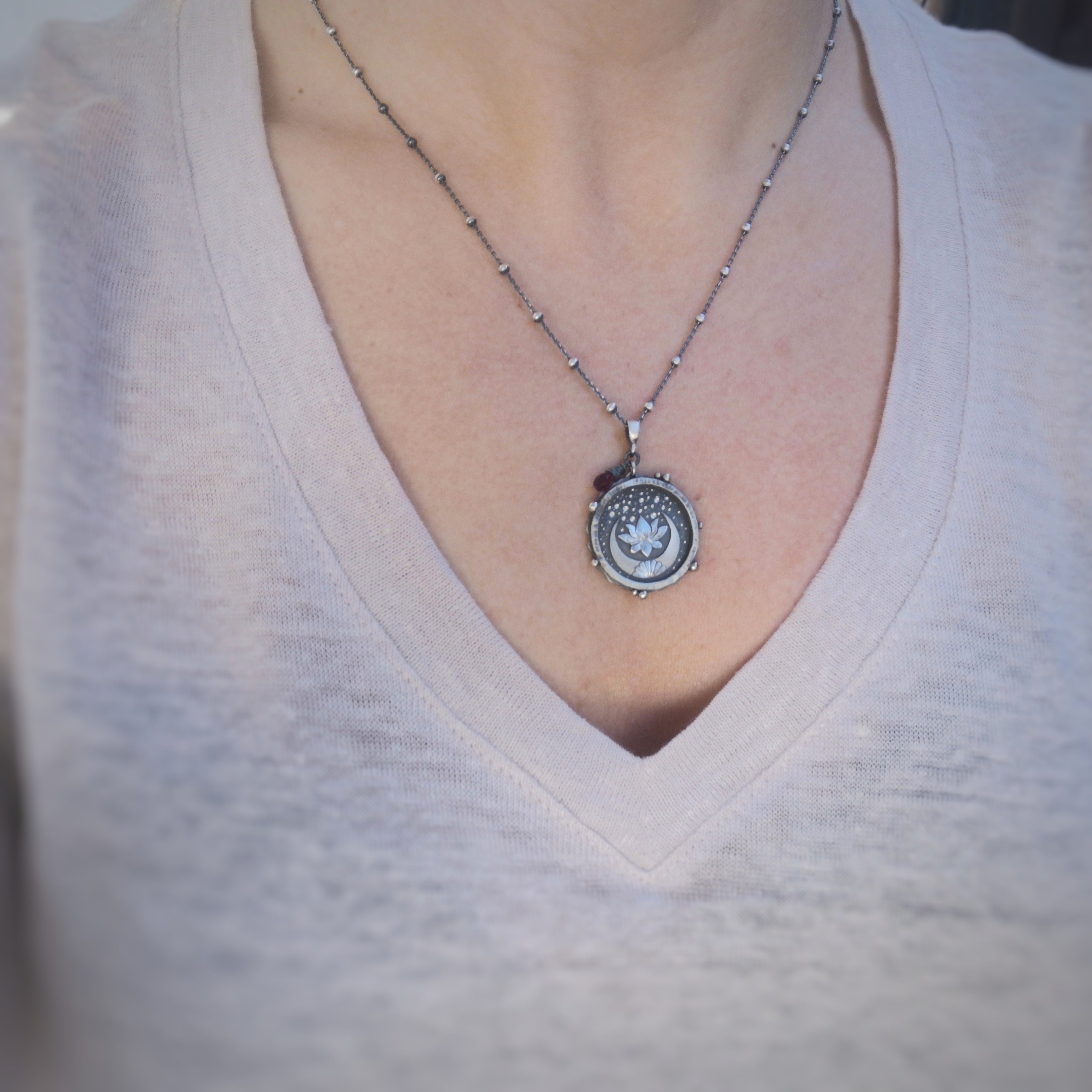 The Lotus & Moon Shadowbox Necklace – Lilyblonde