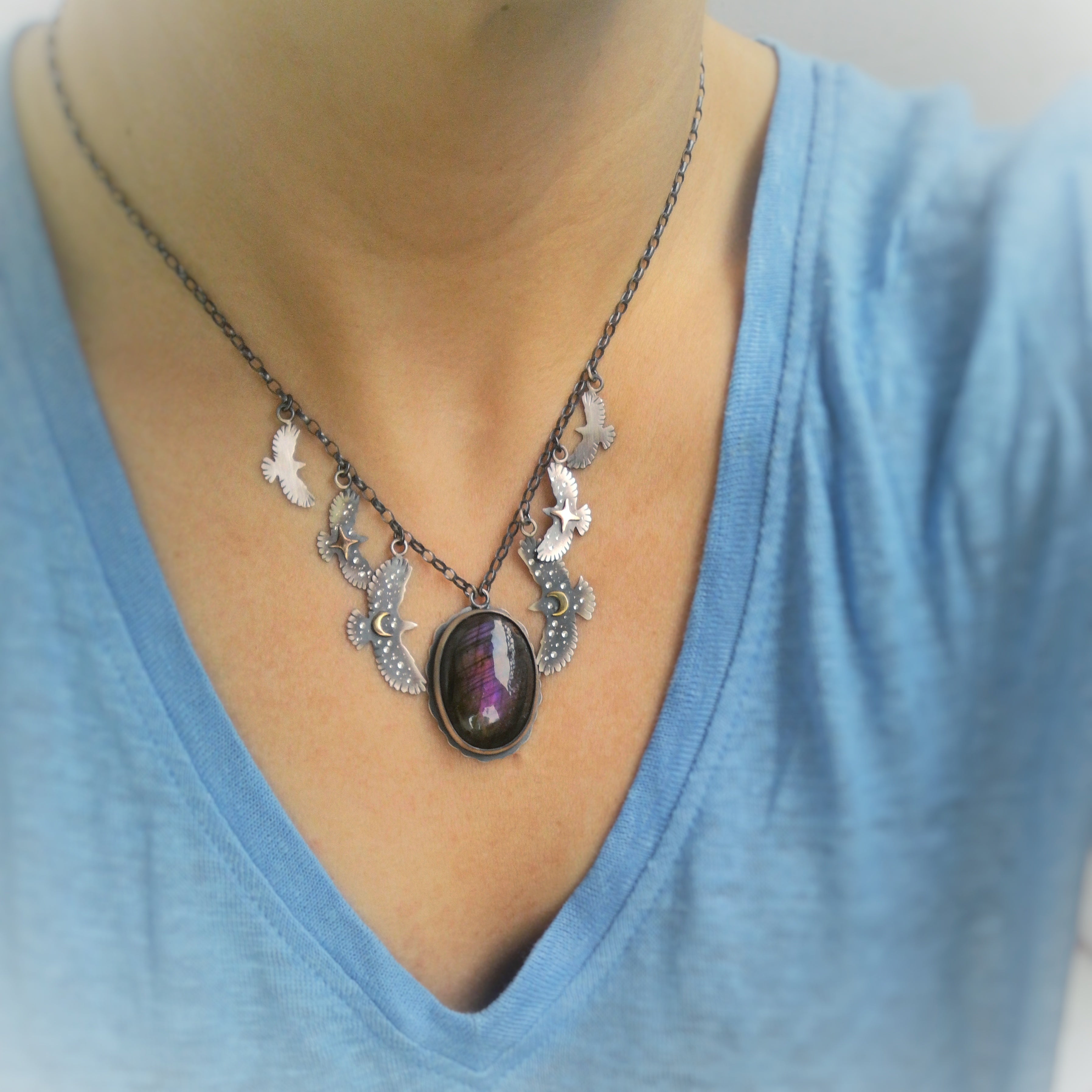 The Purple Labradorite Hawk Necklace