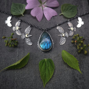 The Gray Blue Labradorite Hawk Necklace