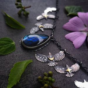 The Blue Labradorite Hawk Necklace