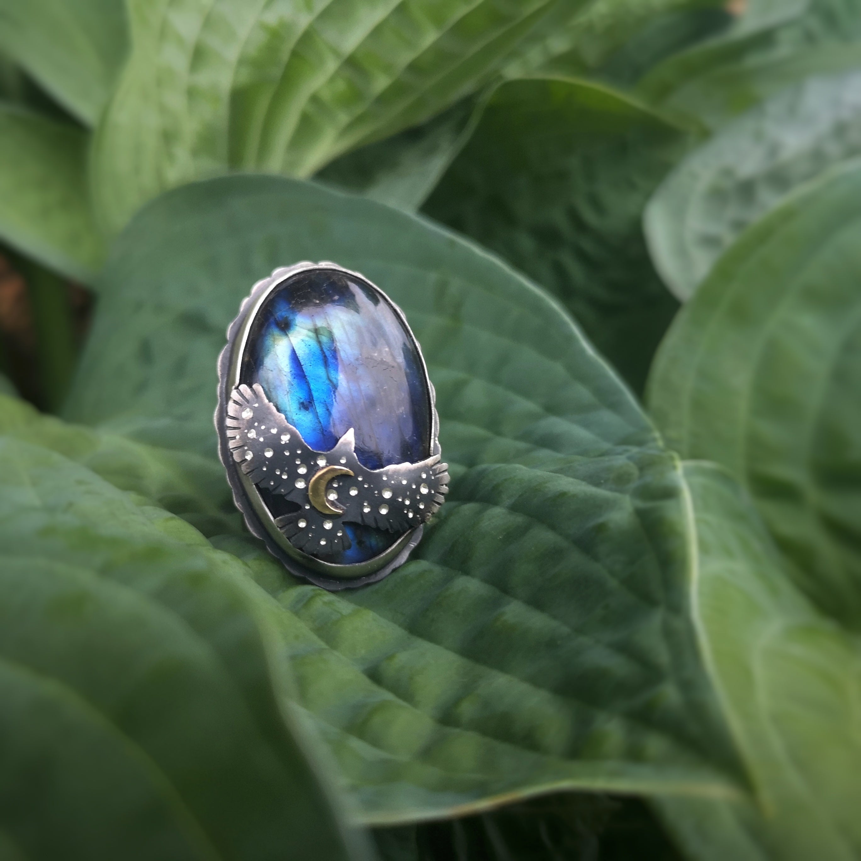 The Blue Labradorite Hawk Ring