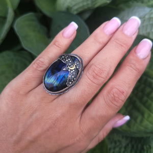 The Blue Labradorite Hawk Ring