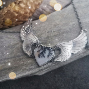The Wings Necklace - Dendritic Agate Necklace