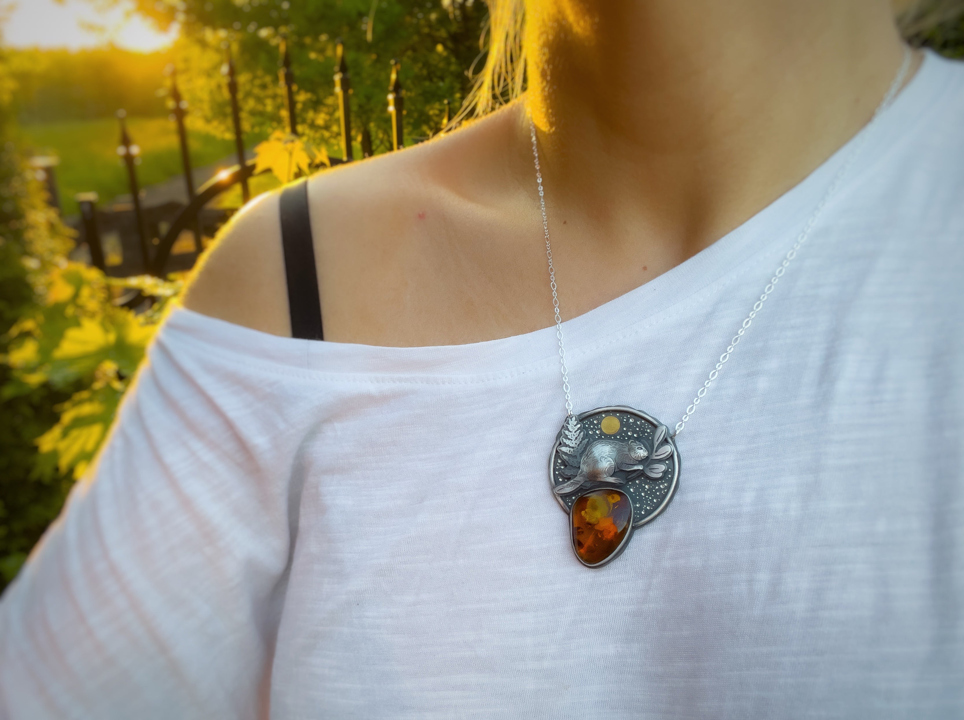 The Beaver & Amber Necklace