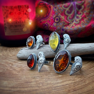 The Winter Barn Owl & Amber Ring 6 US