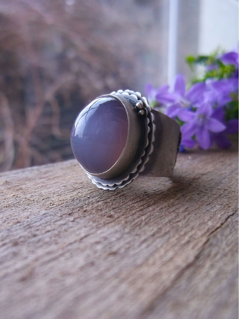 The Healer Ring - Hummingbird Holly Chalcedony Ring 8 US