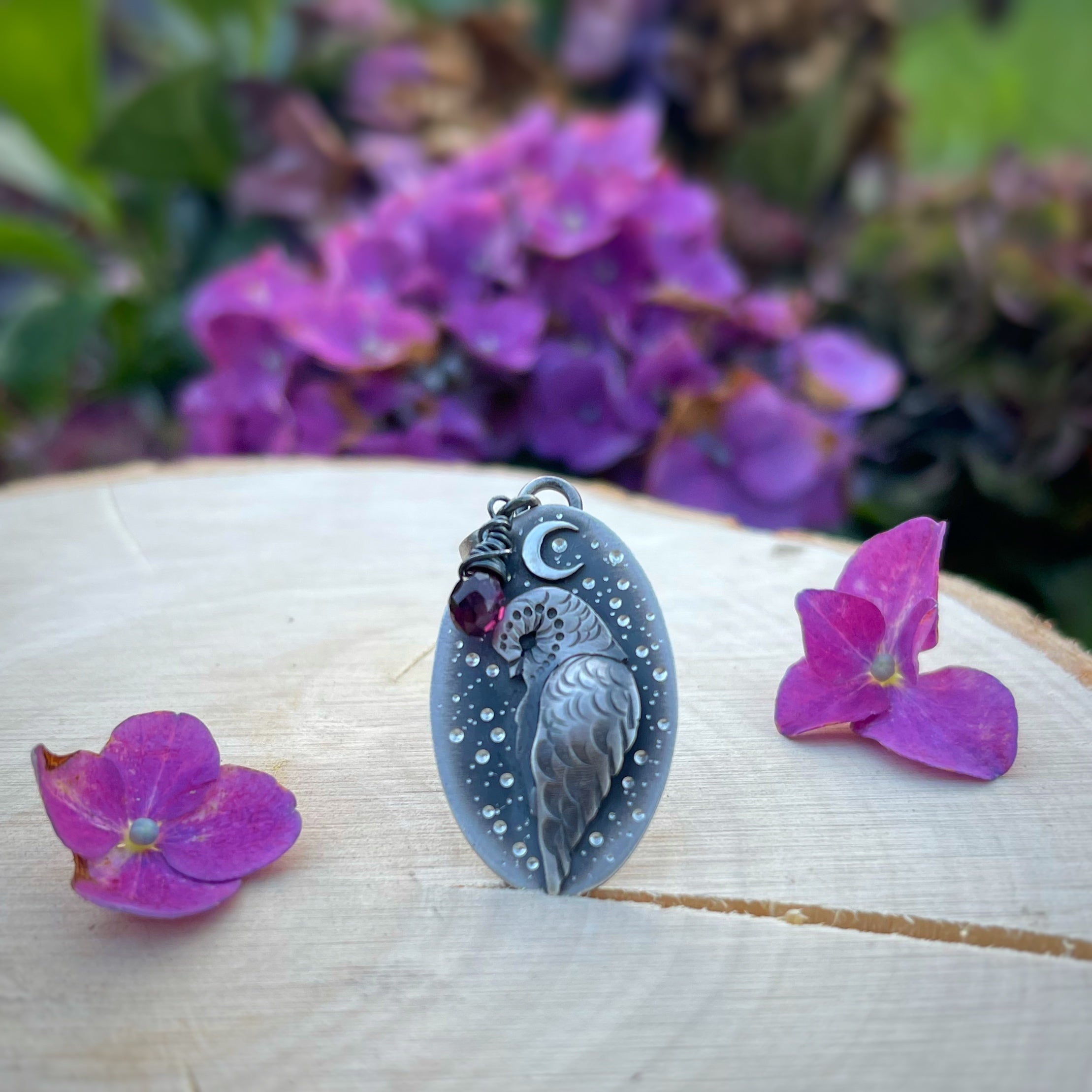 The Barn Owl & Garnet Necklace